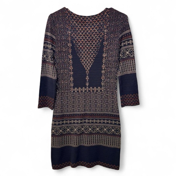 BCBGMaxAzria Navy Patterned Midi Dress - Picture 4 of 9